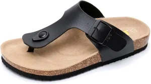 WTW Men's Cork Footbed Sandals Slip on Beach Slide Slipper Shoes with Adjustable Metal Buckle Strap for Men Causal Style