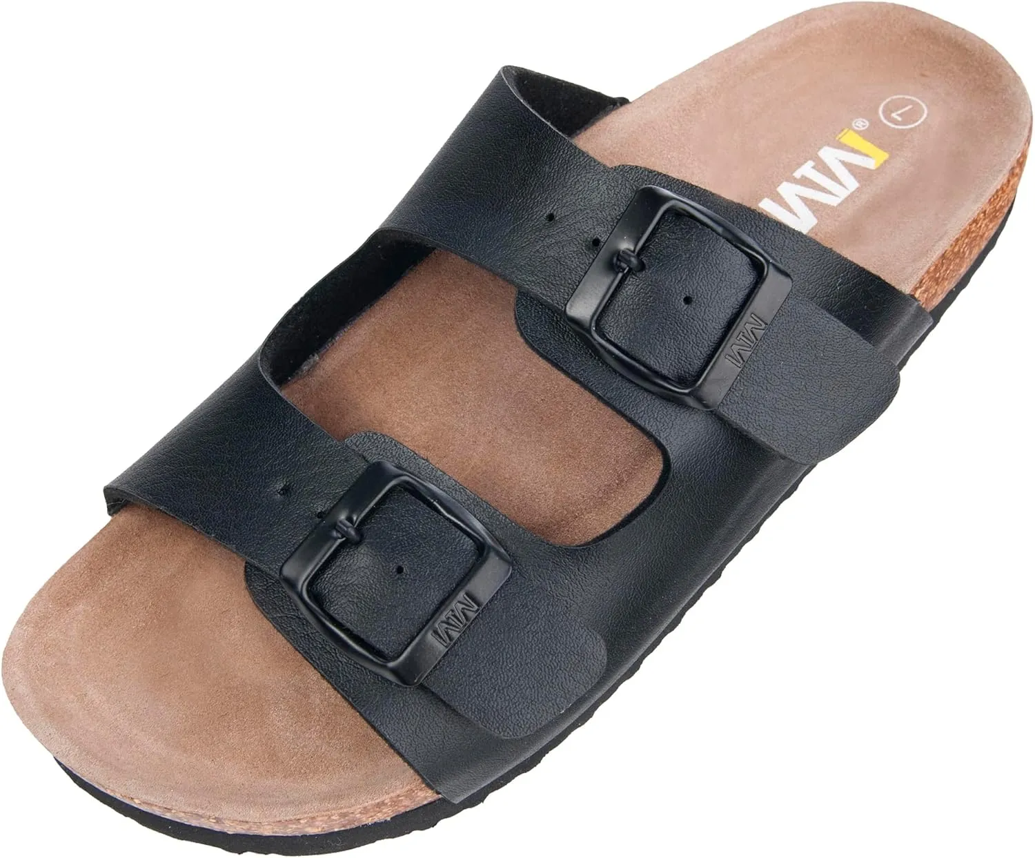 WTW Men's Cork Footbed Sandals Slip on Beach Slide Slipper Shoes with Adjustable Metal Buckle Strap for Men Causal Style