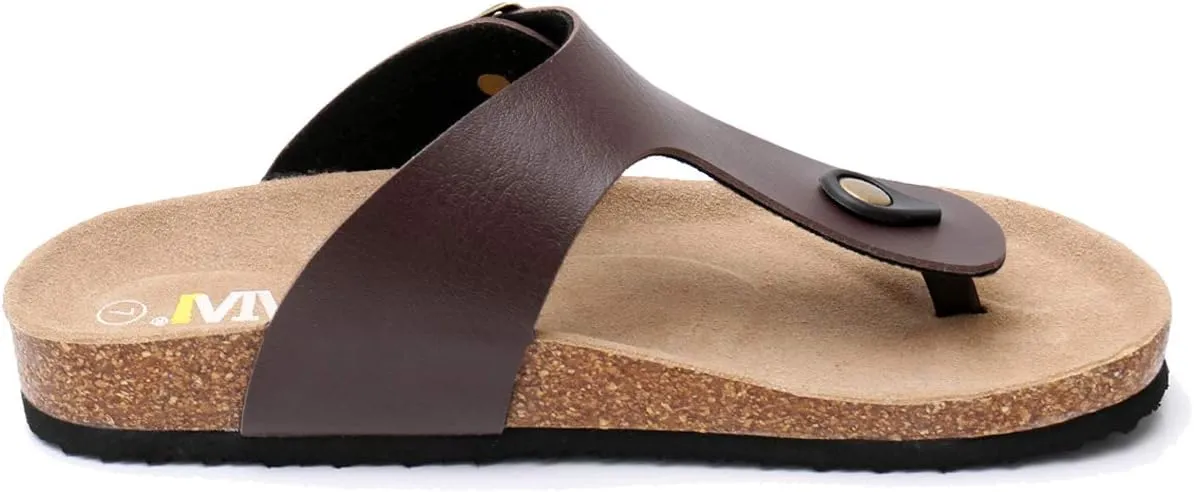 WTW Men's Cork Footbed Sandals Slip on Beach Slide Slipper Shoes with Adjustable Metal Buckle Strap for Men Causal Style