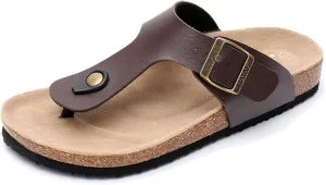 WTW Men's Cork Footbed Sandals Slip on Beach Slide Slipper Shoes with Adjustable Metal Buckle Strap for Men Causal Style
