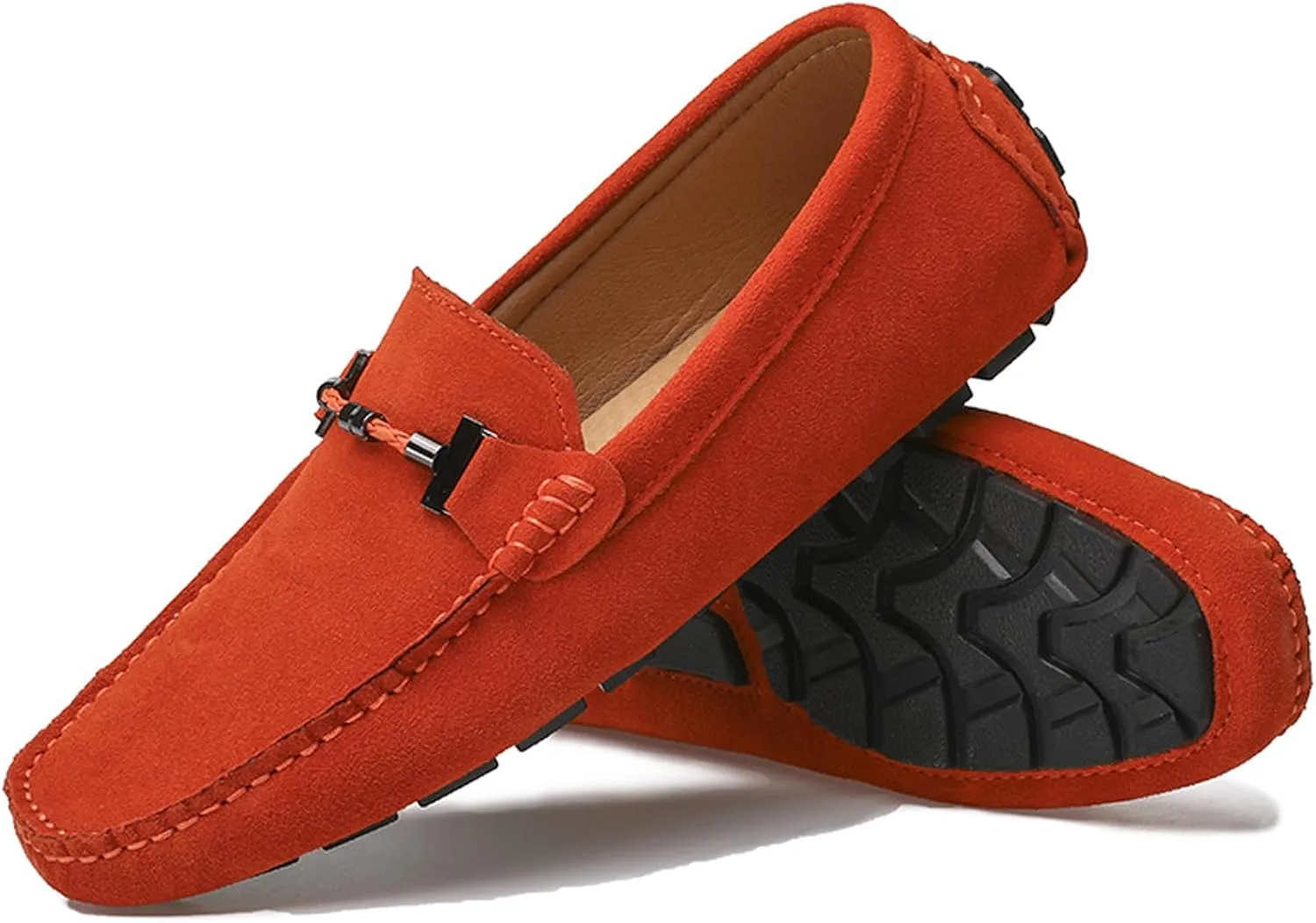 WUIWUIYU Men's Penny Loafers Moccasin Driving Shoes Slip On Flats Boat Shoes