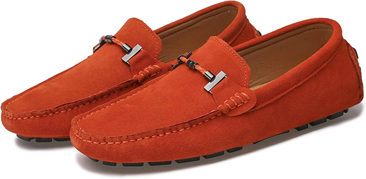 WUIWUIYU Men's Penny Loafers Moccasin Driving Shoes Slip On Flats Boat Shoes