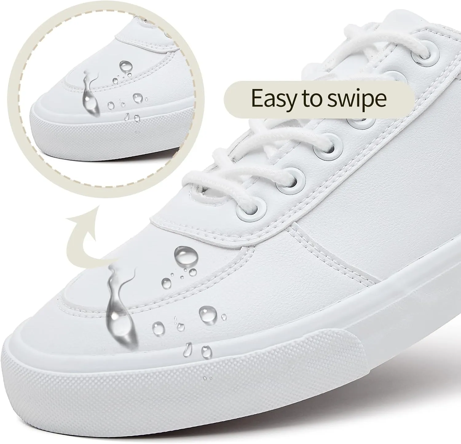 yageyan Mens White Shoes Low top PU Sneakers White Tennis Shoes for Mens Comfortable Casual Walking Shoes