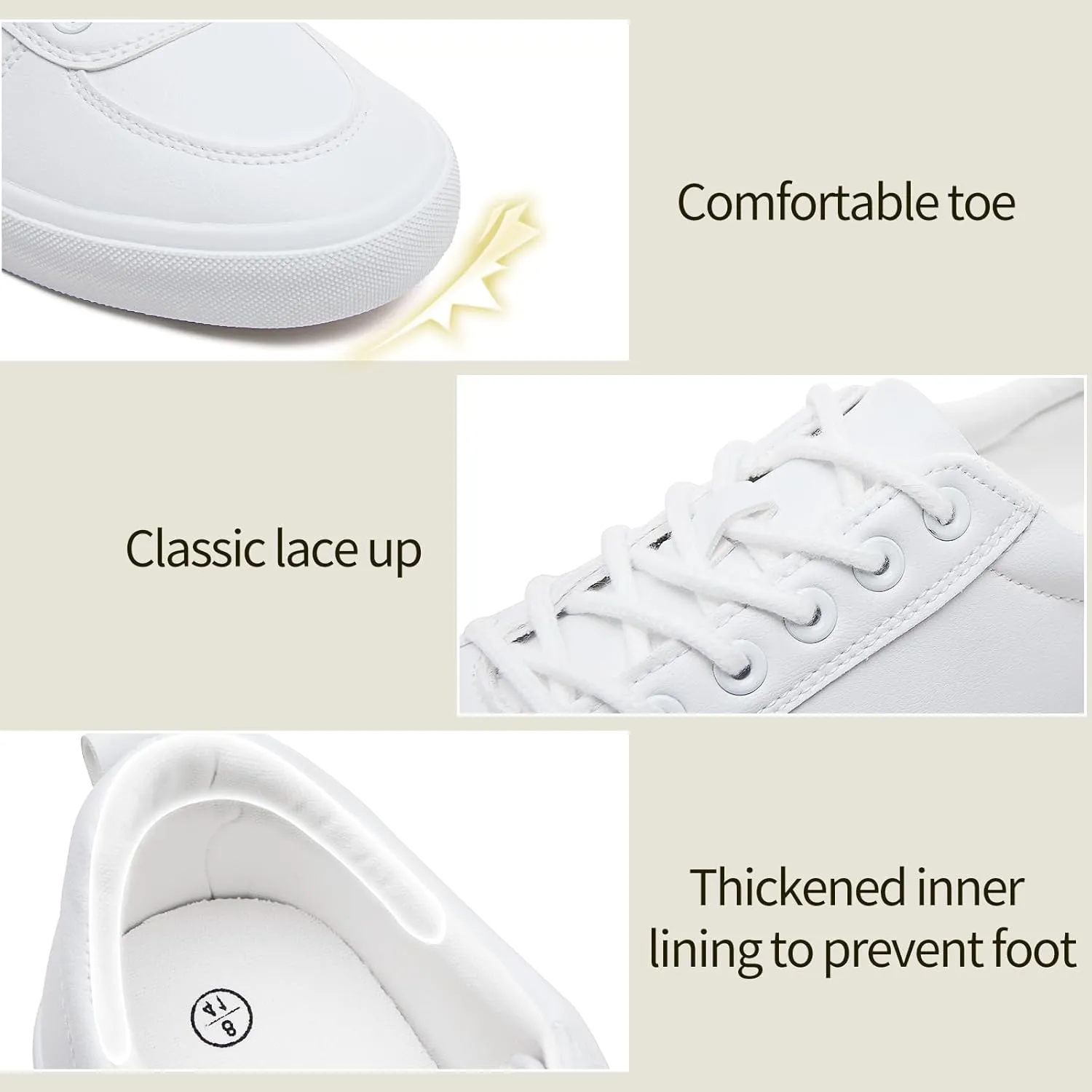 yageyan Mens White Shoes Low top PU Sneakers White Tennis Shoes for Mens Comfortable Casual Walking Shoes