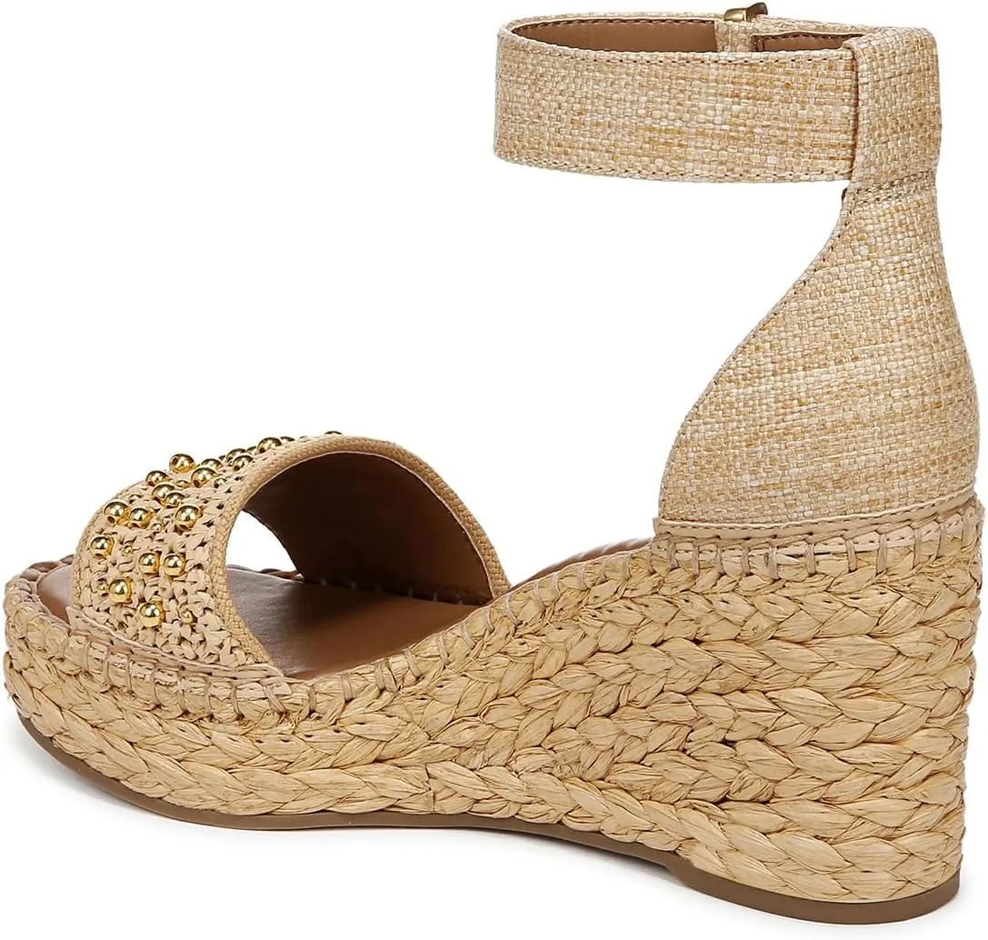 YDN Women's Round Toe Platform Heeled Sandals Mid High Wedge Heels with Ankle Strap Summer Beach Trendy Shoes Size 4-16 US