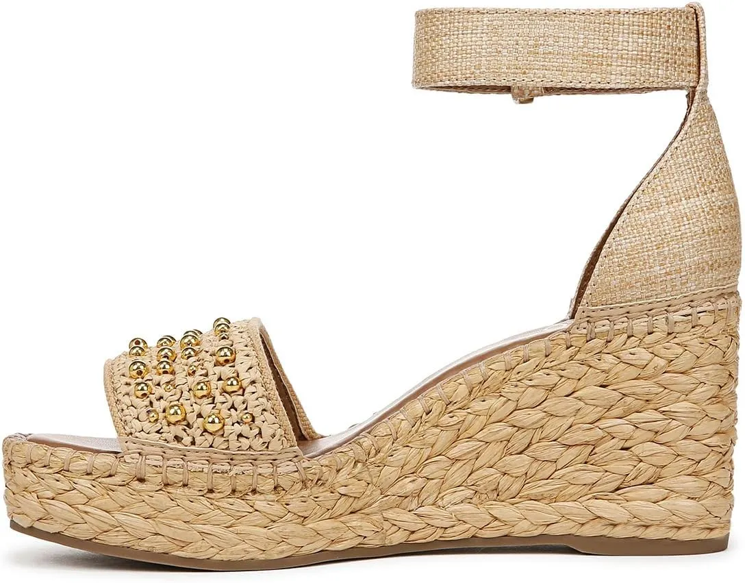 YDN Women's Round Toe Platform Heeled Sandals Mid High Wedge Heels with Ankle Strap Summer Beach Trendy Shoes Size 4-16 US