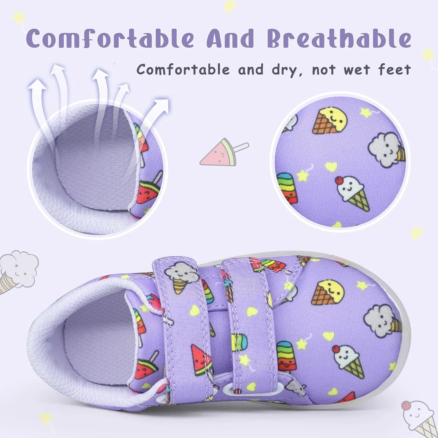 YESKIS Boys Girls Light Up Shoes Vivaki LED Canvas Cartoon Casual Sneakers for Toddler Little Kid Size 5-12