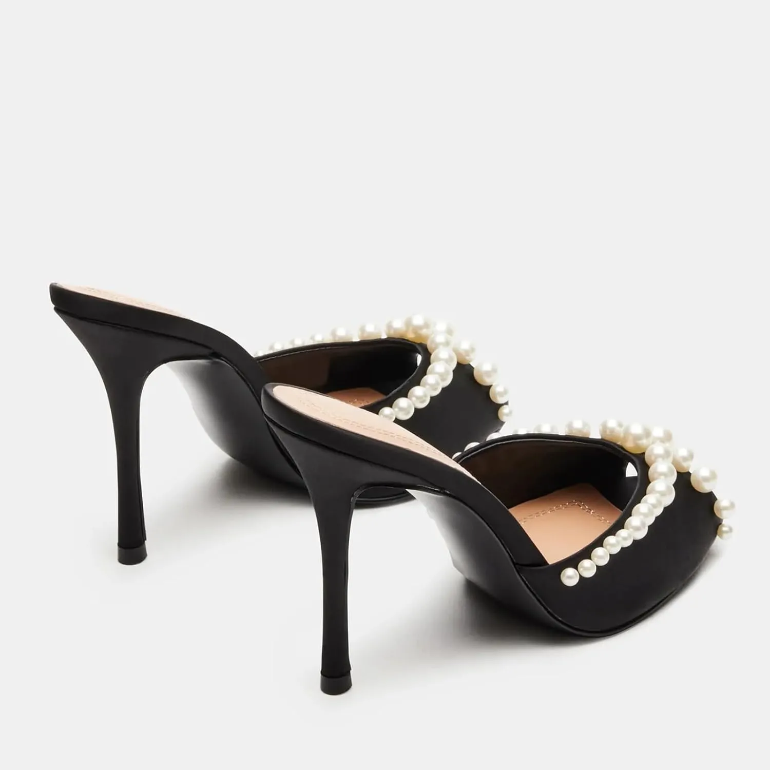 Yishaweiqi Women's Mesh Heeled Sandals Peep Toe Mules Slip on Stiletto High Heels Dress Sexy Slide Sandals