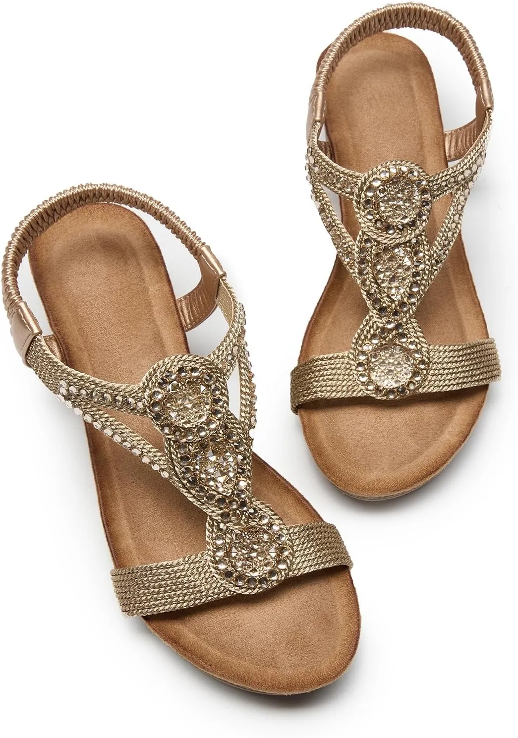 youngshow Wedge Sandals for Women Summer Comfy Elastic Ankle Strap Low Heel Dress Shoes Gladiator Sandals Beach