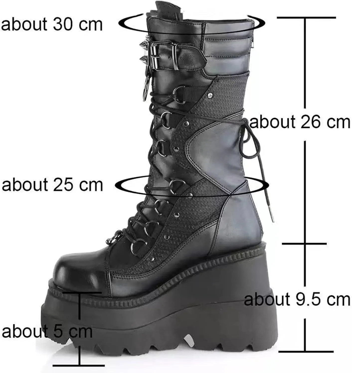 ZKXYFFS Platform Ankle Boots for Women Chunky High Heel Booties Punk Goth Round Toe Combat Boots Womens Lace Up Motorcycle Wedges Boots